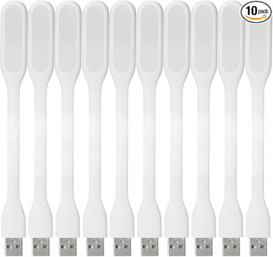 USB LED Light Lamp for Power Bank, Portable Eye Care Mini Night Light with Flexible Arm, USB Gooseneck Reading Lamps Book Light,Compatible for Desktop, Notebook Laptop (10-White)