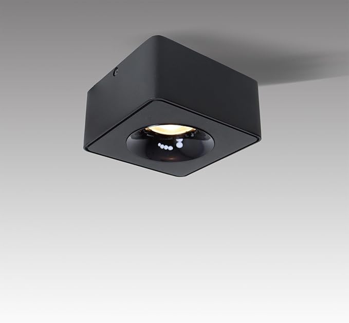 LED Dimmable Square Ceiling Spotlight Aluminum Black Wide 4.61 in Ultra-Thin 2.16 in Downlight Modern Ceiling Mounted Spot Light Fixture for Living Room Hallway Foyer CRI 98 12W 3000K 002