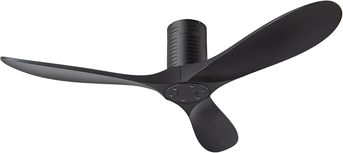52” Flush Mount Ceiling Fans No Lights and Remote/APP Control, 6 Speed DC Motor, Low Profile Ceiling Fan Without Light for Bedroom, Hallway,Indoor/Outdoor(Matte Black)
