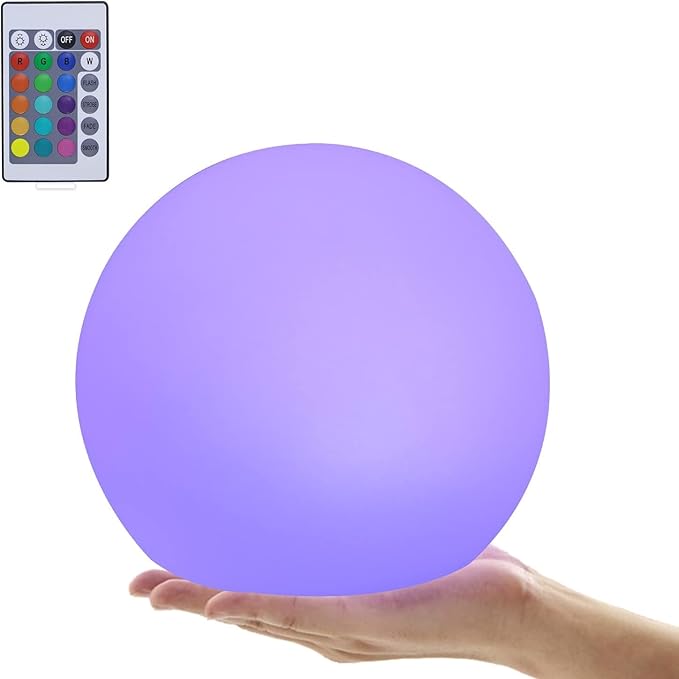 LED Floating Pool Light, 8-Inch, Rechargeable Waterproof Orb with Remote Control, 16 RGBW Colors,Hot Tub Lights, Pool Accessories (1Pack)