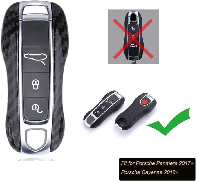 x xotic tech Carbon Fiber Style Key Fob Cover Smart Remote Case Side Blades Shell, Compatible with 2017-up Porsche Panamera, 2019-up Porsche Cayenne G2, 2020-up 911 Carrera Taycan