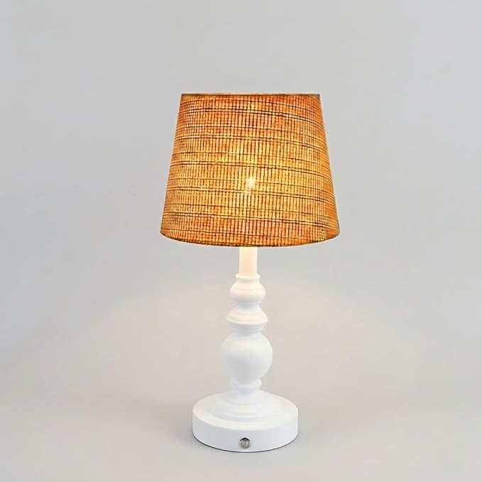 Cordless Boho Sculptural Table lamp White, 5200-mAh Rechargeable Battery Touch Lamp, 3-Way Dimmable, Build-in LED 320 Lumens Max, Resin Home Decor, for Bedroom Living Room Dining Room
