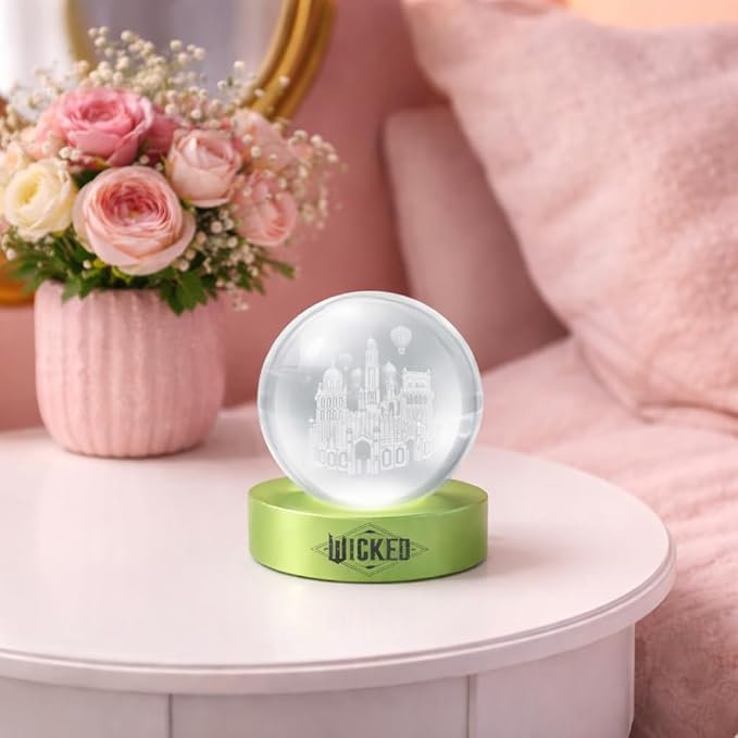 Wicked Globe Light Crystal Orb Lamp with Color Changing LED Glow, USB Powered Night Light with Wooden Base, Decorative Ambient Accent Light for Bedroom, Desk, Kids Room Gift