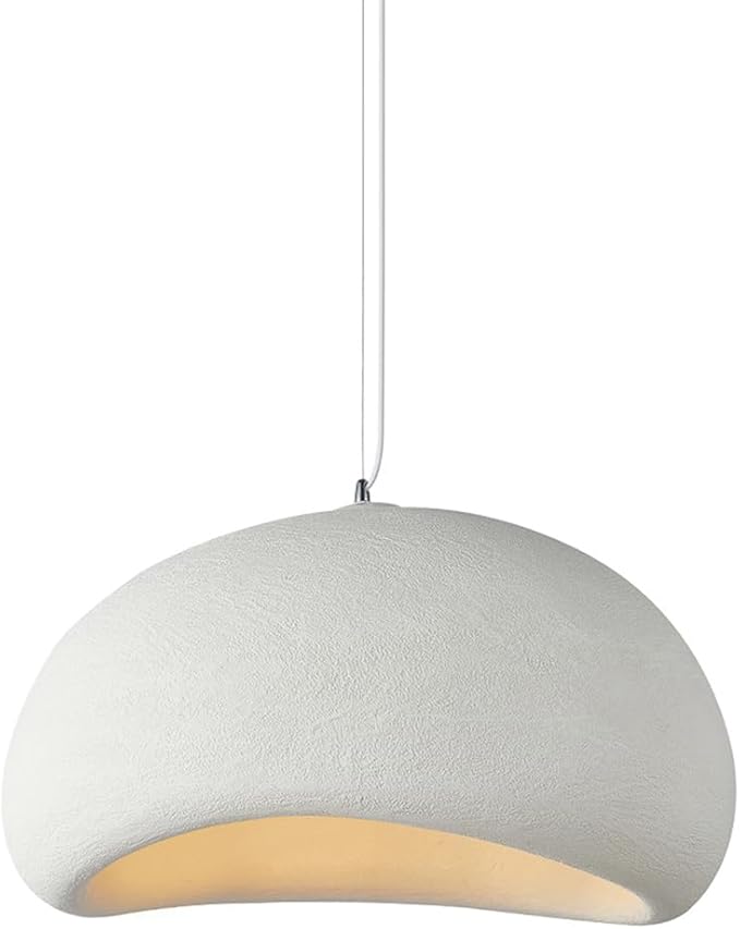 JAYMP 40cm Wabi Sabi Pendant Light for Dining Room Kitchen Island Hallway Restaurant Modern Hanging Lamp E26 Base Japanese Style Bird Nest Shape Lighting Fixture (Matte White,B Shape, 40cm/15.7in)