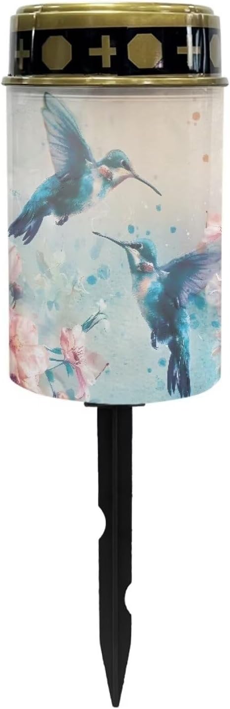 Light for Prayer Cemetery Solar Lights for Grave Cemetery Decor Candle Lamp Blue Hummingbird Grave Solar Lights Garden Cemetery Decor Memorial Gift