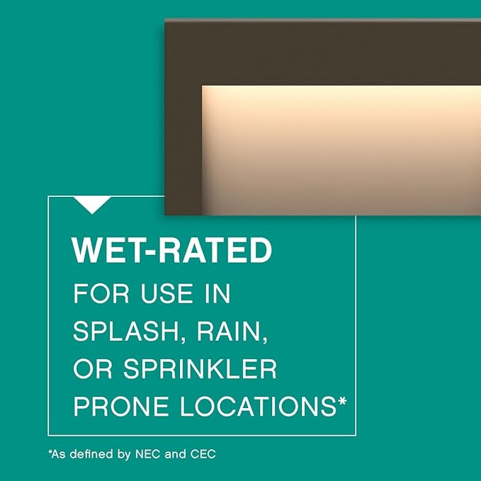 Hinkley Landscape Lighting Taper Wide Horizontal 12v Deck Sconce - Aluminum, Low Voltage, Mounts Flush to Surface, Integrated LED, Wet Rated, Modern - Bronze Finish with Etched Glass Lens