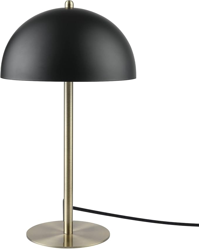 Globe Electric 52938 Luna 15" Desk Lamp, Matte Black, Matte Brass Accents, in-Line On/Off Rocker Switch