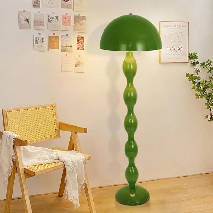 Green Floor Lamp for Living Room,59in Modern Cream Style Led Floor Light,3 Colors Unique Mushroom Floor Lamp,Tall Standing Light for Bedroom,Office,Corner(Bulb not Included)