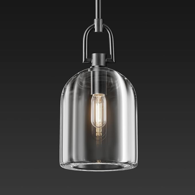 Black Pendant Light Fixtures, Modern Pendant Lights, Indoor Pendant Light for Kitchen Island Dining Room Living Room Bedroom Bathroom, E12 Bulb Included