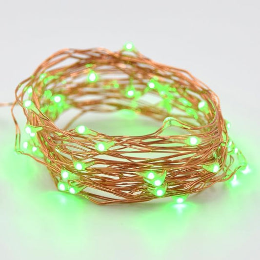 Hometown Evolution, Inc. Green Battery Operated Fairy Lights - 16.5 Foot 50 Green LED Fairy Lights on Copper Wire - Waterproof for Indoor and Outdoor Use