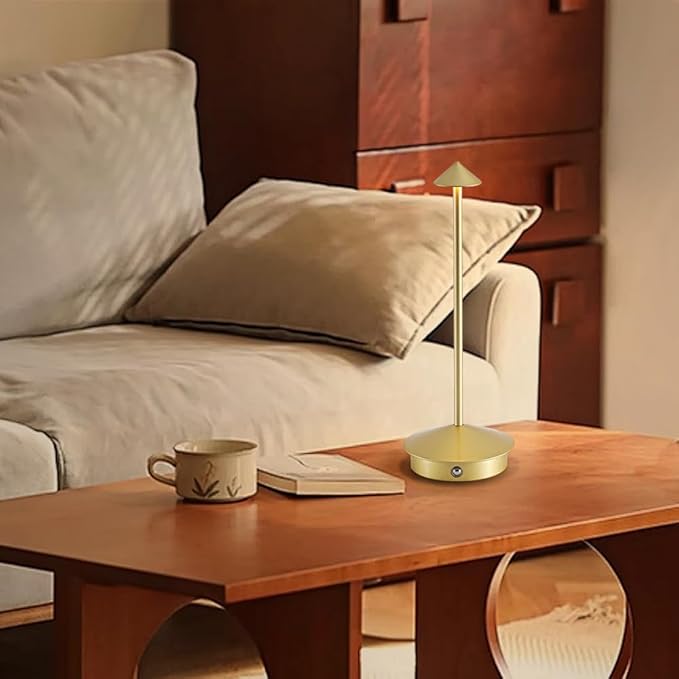 2 Pack Aluminum Cordless Table Lamp, 6000mAh Rechargeable Table Lamps, Portable Touch LED Lamp, Outdoor Waterproof Dimmable Cordless Rechargeable Table Lamps for Restaurant/Patio- Black (Jinse)