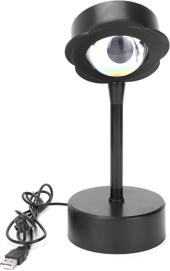 Sunset Projection Lamp, LED Atmosphere Light with 180 Degree Rotation, High Saturation Soft Beam Rainbow Halo Projector for Room Decor Photography Studio (Rainbow)