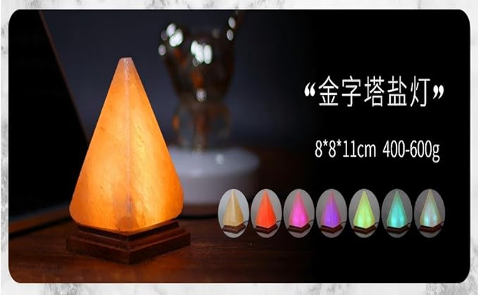 Himalayan Salt Lamp with USB Power, Natural Shape, Color-Changing LED and Warm White Light, Wooden Base Night Light (D, Monochrome)