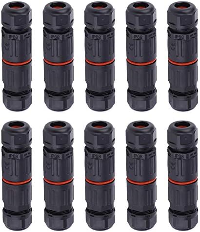 10PCS IP68 Waterproof Connector 3Pin Connector Extension Outdoor Plug Socket Cable Wire Cable for Car Truck Boat Indoor/Outdoor LED Strip Lights