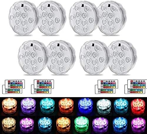 Submersible LED Lights with Remote Control, 16 Colors Changing Waterproof LED Tea Lights, Pool lamp Battery Operated Underwater Pond Light for Aquarium Garden Wedding Party