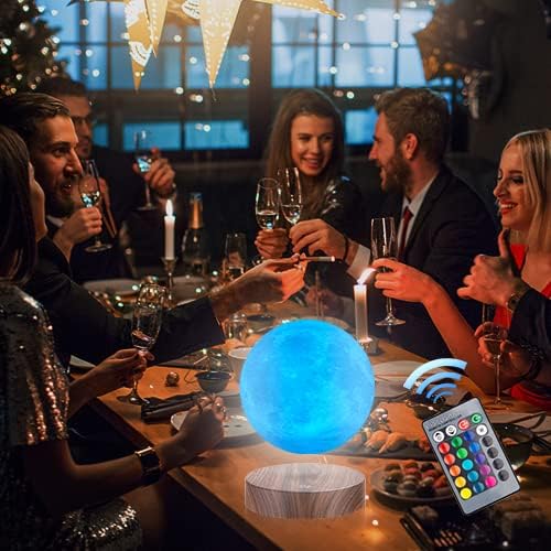 Floating Moon Lamp, Magnetic Levitation Spinning 3D Printing Moon Light Levitating Lamps Globe with 16 Colors Modes LED Moon Night Lights, Room Decor, Creative Gift for Kids Friends