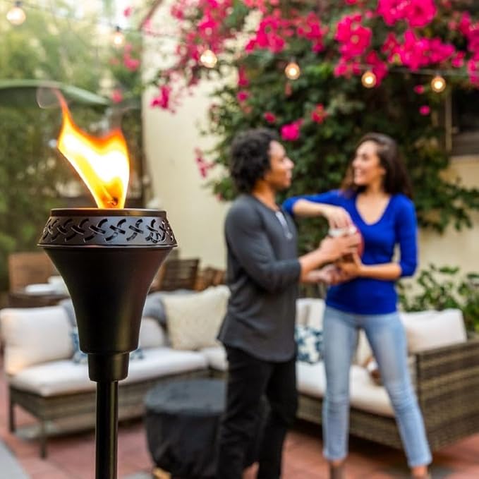 TIKI Island King 65" Metal Outdoor Torch – Weather-Resistant, Decorative TIKI Torch with Long-Lasting Wick, Snuffer & Easy-Pour Wide-Mouth Canister for Patio, Backyard & Garden