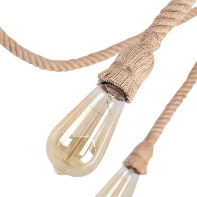 Hemp Rope Pendant Light,Industrial Ceiling Spider Lamps,Retro Pendant Lights Fixture,Adjustable DIY E26 Chandelier Lighting,Hemp Rope Hanging Light for Coffee Shop Dining Room