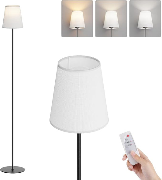 Cordless Floor Lamp with Remote Control, Rechargeable Dimmable LED Light Bulb, Adjustable Height Stand Lamp for Living Room, Bedside, Black