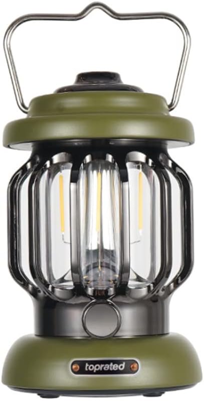 Outdoor Retro USB Rechargeable Camping Lantern Camping Tent Light LED Portable Lantern Garden Light Camping Atmosphere Decorative Chandelier (Green)