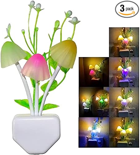 AUSAYE Sensor Led Night Light, Color Changing Plug-in LED Mushroom Light Dream Bed Lamp Cute NightLight Sweet Night Lights for Kids Adults