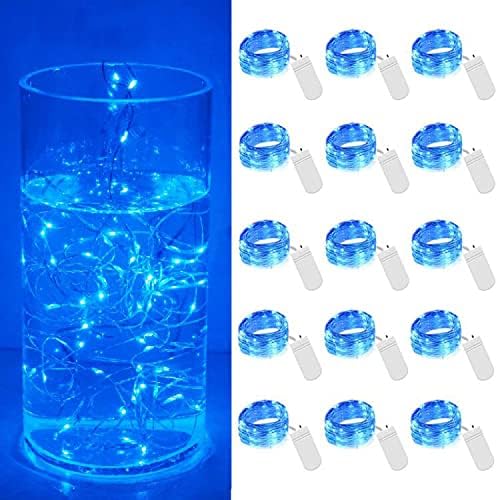 15 Pack 30 LED Micro Starry String Lights Battery Operated(Included),Fairy Waterproof Silver Wire Lights,for DIY Party Garden Wedding Table Indoor&Outdoor Decorations