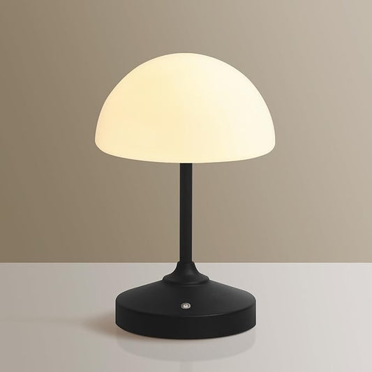 Mushroom Lamp Cordless Lamp Table Lamp,Outdoor Waterproof Shower Lamps,5000mAh Rechargeble Battery Operated Dimmable Touch Desk Lamps,LED Night Light for Bathroom Patio Camping Outdoor(Black)