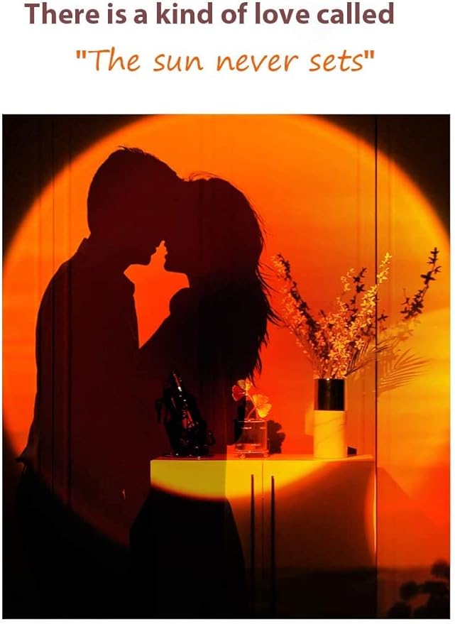 Eternal Sunset Projection LampRomantic Display in Party Bedroom Living Room, Sunset Projector for Living Room Bedroom Hotel Restaurant Decor Live Stream Ins Photography TikTop (Sunset red)