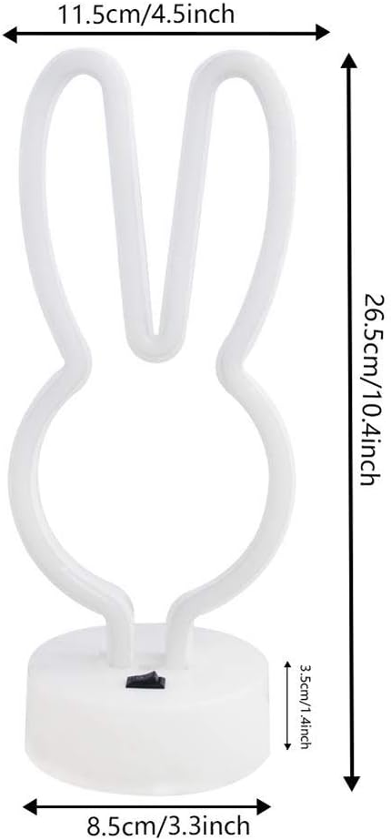 BAILEY Rabbit Ears Neon Sign,Easter Bunny Rabbit LED Lights with Holder Base,USB or 3-AA Battery Powered Neon Light of Business Premises for Christmas Easter Party Holiday Night Bedroom Gifts (Pink)