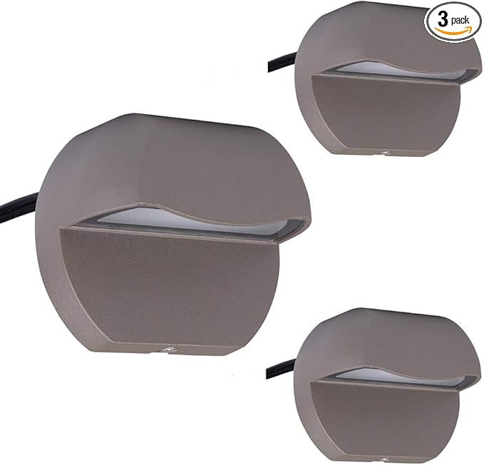Arrownine Cast Aluminum 2.5W Deck LED Lights Low Voltage Landscape Lighting 12V Outdoor Step Lights,Post Stairs Fence Lighting Soft Warm White Water Resistant IP65,Bronze Finish 3-Pack