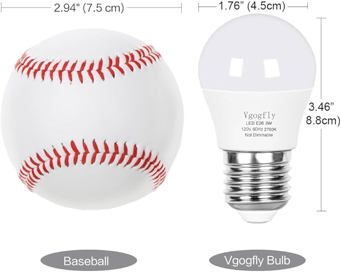 Vgogfly Led Light Bulb 25 Watt - 3 Watt Equivalent Energy Efficient, Soft White 2700K, Non-Dimmable, E26 Base for Bedroom, Living Room Lamps - Long-Lasting, 2-Pack