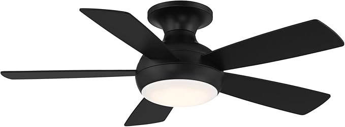 WAC Lighting F-034L-MB Odyssey 44" Hugger Ceiling Fan with LED Lights & Remote, Matte Black