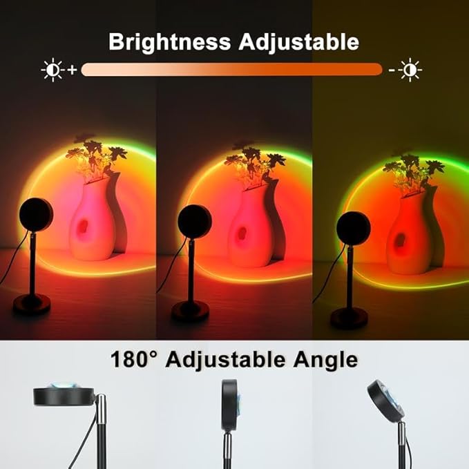 Fall Sunset Lamp Projector Light 180° Adjustable Sunset Mood Lamp, 4 Modes, Remote Control RGB Ambient Night Light for Bedroom.