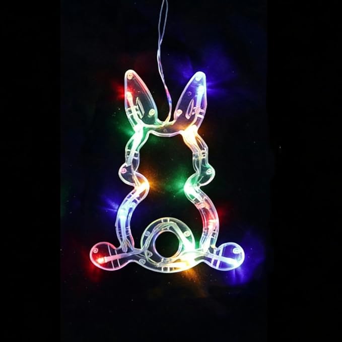 3Pcs Easter Window Lights with Suction Cup,Battery Operated Easter Decoration Hanging Lights,Egg Bunny Shaped Sucker LED Lamp Wedding Birthday Party Supplies for Holiday Indoor Home Decor (White)