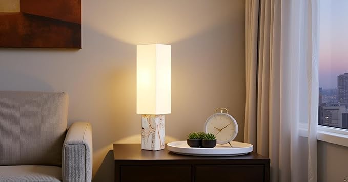 Cruiser’s Caché 18" Contemporary Contemporary Agate Table Lamp, Natural Color with Handloomed Fabric Lampshade