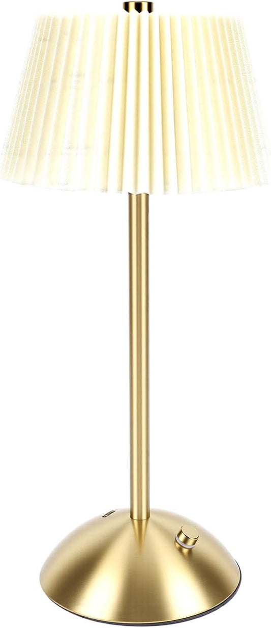 Hyuduo Pleated Table Lamp, Cordless Touch Control with 1200mAh Rechargeable Battery, Portable Nightstand Lamp for Bedroom Living Room Home Office (Beige)