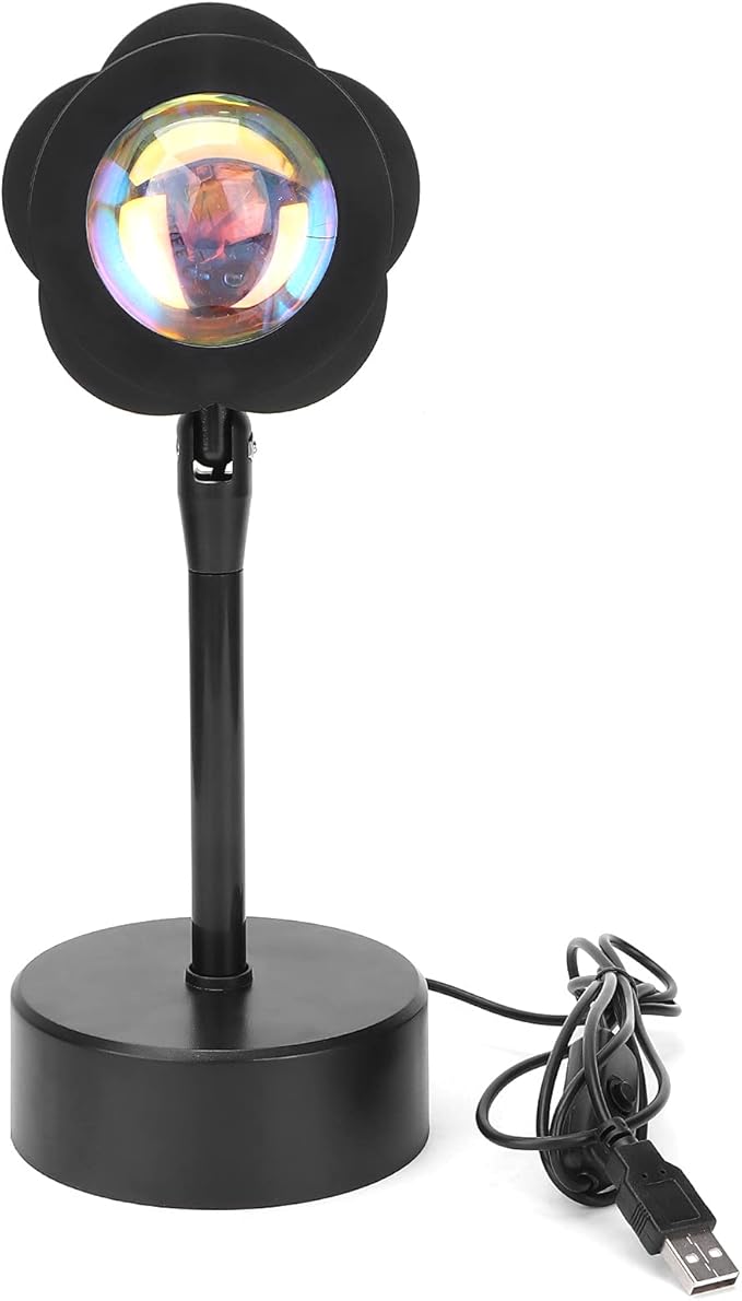 Sunset Projection Lamp, LED Atmosphere Light with 180 Degree Rotation, USB Powered Rainbow Sunset Night Light for Room Decor, Photography, Studio and Romantic Ambience (Rainbow)