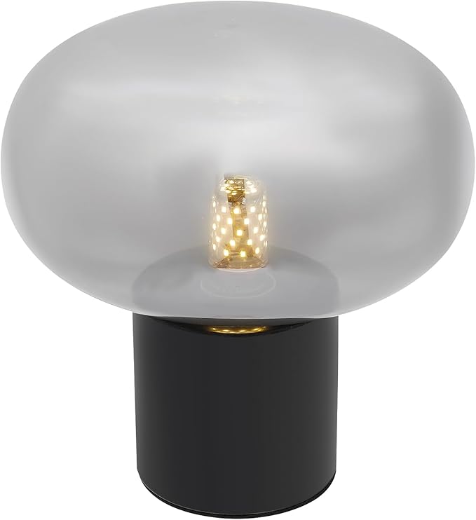 Mushroom Table Lamp Marble Base Glass Shade, Art Deco Bedside Nightstand Lamp for Living Room Bedroom Office, 12W E27 LED Bulb Included - 9''Lx 9.84''H,Illumination Area: 3-5㎡/32-54ft² (Smoky Gray)
