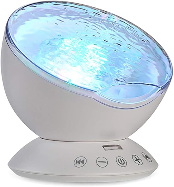 TOMNEW Ocean Wave Projector Sound Machine, Night Light Projector with Remote Control Timer 8 Colors LED Lighting Modes Water Lamp for Kids Adults Bedroom Living Room Party Decorations Gift (White)