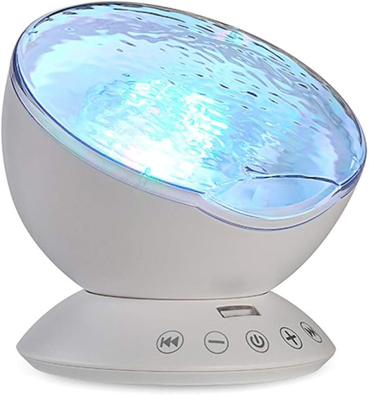 TOMNEW Ocean Wave Projector Sound Machine, Night Light Projector with Remote Control Timer 8 Colors LED Lighting Modes Water Lamp for Kids Adults Bedroom Living Room Party Decorations Gift (White)