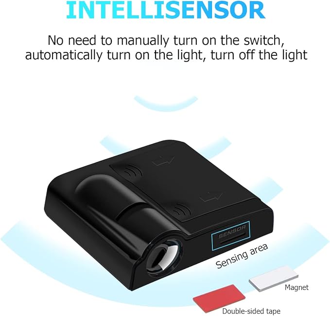2Pcs Car Door Lights Logo Projector, Wireless LED Car Door Paste Welcome Courtesy Light, Holeless Magnet Sensor Ghost Shadow Welcome Lamp, Naruto Sharingan Light Accessories (Fire Horse)