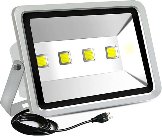 Jiuding LED Flood Light 200W Outdoor Waterproof Super Bright 6000K White Light, Equivalent to 2000W Halogen lamp for Garage Lighting, Terrace Lighting, Playground Lighting 5000 Hours of Life