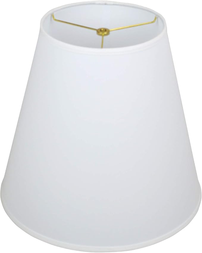 FenchelShades.com Lampshade 9" Top Diameter x 16" Bottom Diameter x 15" Slant Height with Washer (Spider) Attachment for Lamps with a Harp (Linen White)