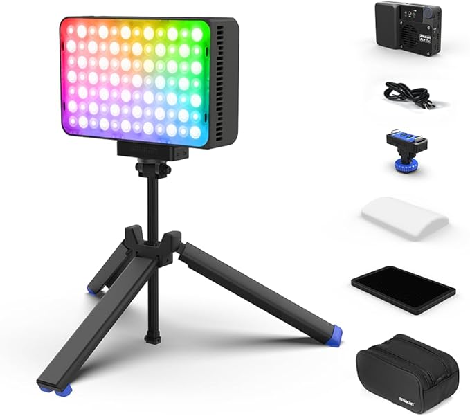amaran Ace 25c Kit RGB Pocket LED Light,Boost Mode to 32W Mini On Camera Video Light,2300K~10000K Support Magnetic Attraction and App Control with Carrying Case,Mini Tripod,Grid (Charcoal)