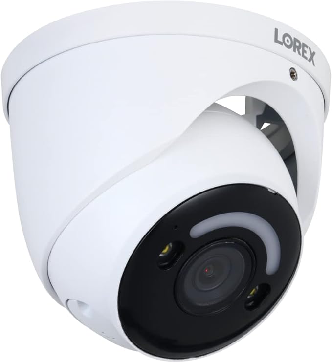 Lorex 4K Smart Security Lighting Deterrence Dome AI PoE IP Wired Camera with Color Night Vision (White)