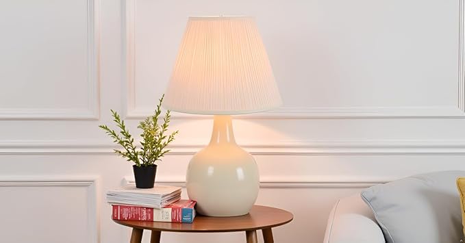 Aspen Creative 33055, Hardback Empire Transitional Spider Lamp Shade, Mushroom Pleated Pleated White, 7" Top x 13" Bottom x 10" Slant