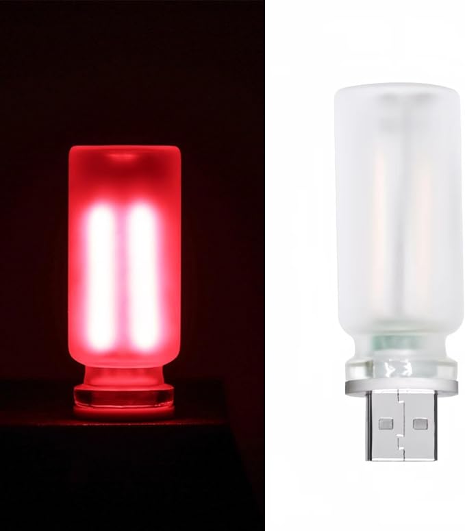 Retro Car Lamp, Touch-Adjust USB LED Automotive Lights, Plug-in Night & Ambient Bulb for Vehicles, Bedroom, Hallway, Desk, No-Pole Dimming (Frosted red Light)