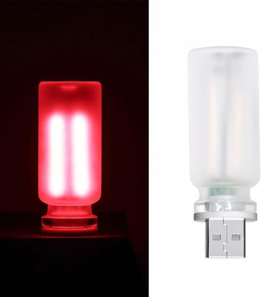 Retro Car Lamp, Touch-Adjust USB LED Automotive Lights, Plug-in Night & Ambient Bulb for Vehicles, Bedroom, Hallway, Desk, No-Pole Dimming (Frosted red Light)