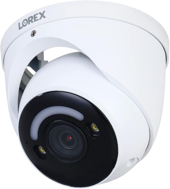Lorex 4K Smart Security Lighting Deterrence Dome AI PoE IP Wired Camera with Color Night Vision (White)