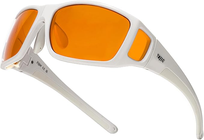 TIJN Sonia Sleep Glasses for Blue & Green Light Blocking,Red Lens with Dual AR Coating,Wraparound Frame for Gaming Screen